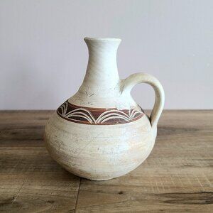 Vintage Southwestern Native American style handmade ceramic pottery jug.